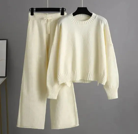 Ensemble de Pantalons Amples Tricotés Chic pour Femmes