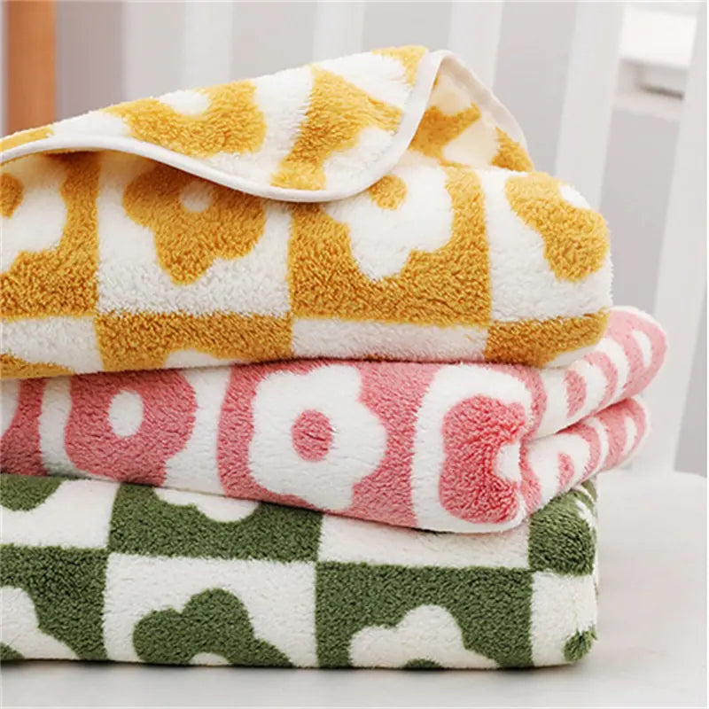 Serviette de bain en microfibre à fleurs à carreaux mignons