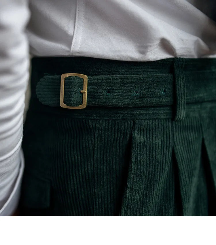 Corduroy Straight High Waist Casual Pants for Men