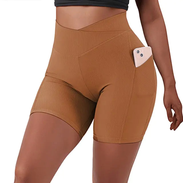 Shorts de Yoga Sin Costuras de Cintura Alta para Mujeres