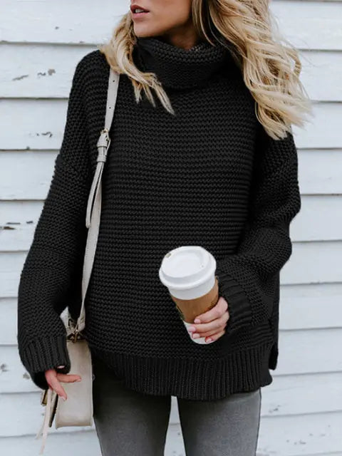 Pull en maille col roulé chaud pour femmes
