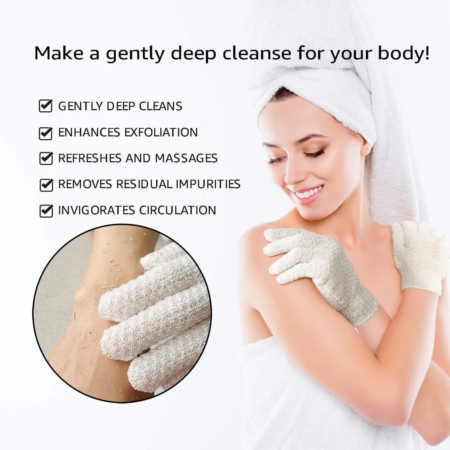 Gants de bain exfoliants à double texture Evridwear