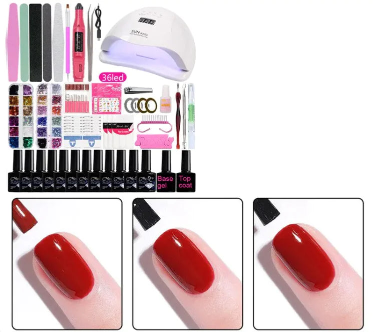 Complete Gel Nail Polish Set with UV Lamp
