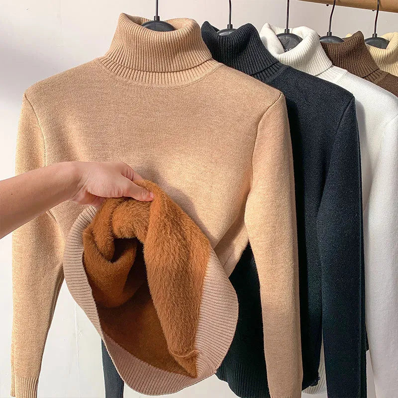 Women's Elegant Turtleneck Winter Sweater - Warm Knit Pullover
