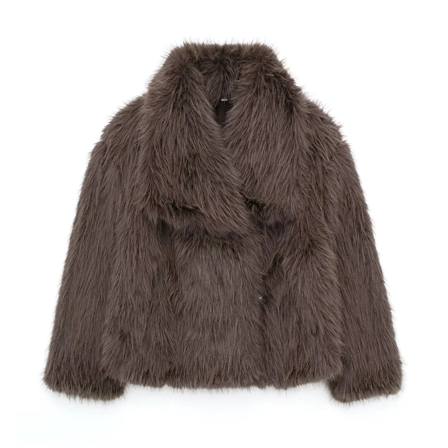 Abrigo de piel sintética de zorro de lujo para mujer para otoño e invierno