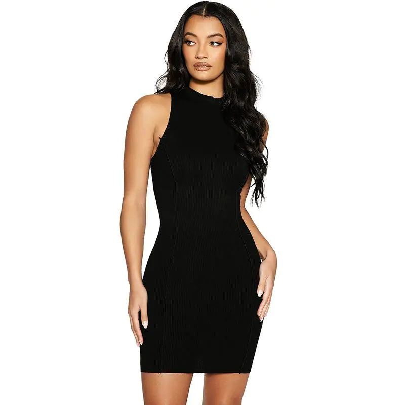 Vestido de Verano Bodycon Sin Mangas de Canalé para Mujeres