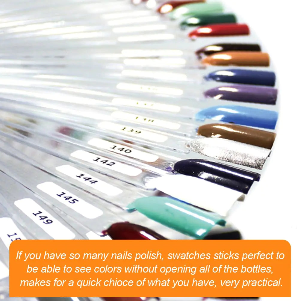 JASSINS 150 Pcs Bâtons d'Échantillon de Vernis à Ongles - Conseils de Présentation Clairs