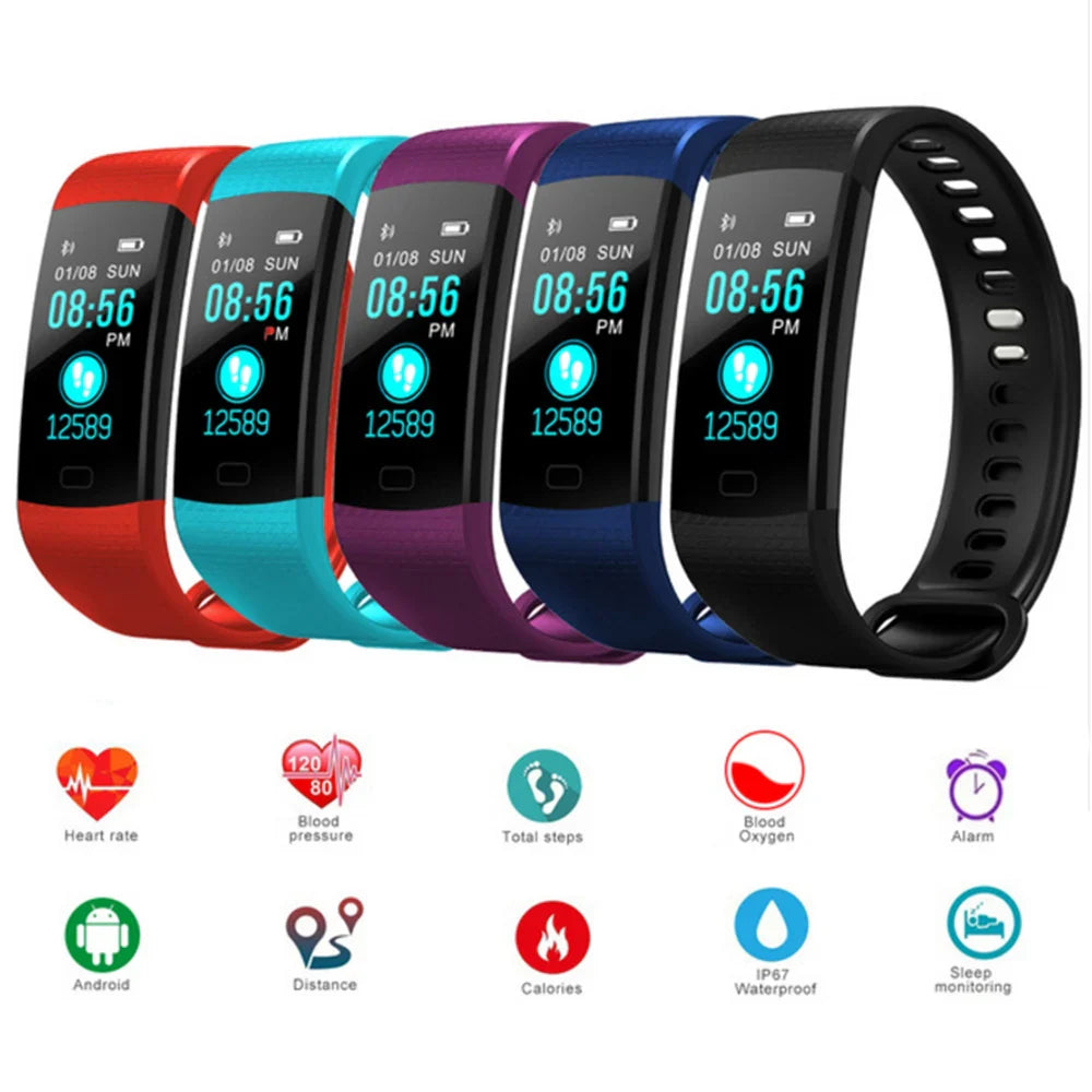 Y5 Bluetooth Smart Bracelet Heart Rate activity fitness tracker Blood Pressure Sport Band Electronic Wristband For Women Men - Korvel