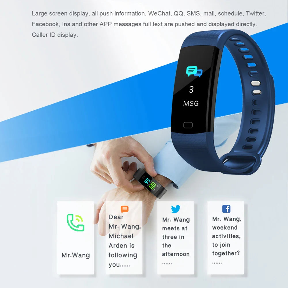 Y5 Bluetooth Smart Bracelet Heart Rate activity fitness tracker Blood Pressure Sport Band Electronic Wristband For Women Men - Korvel