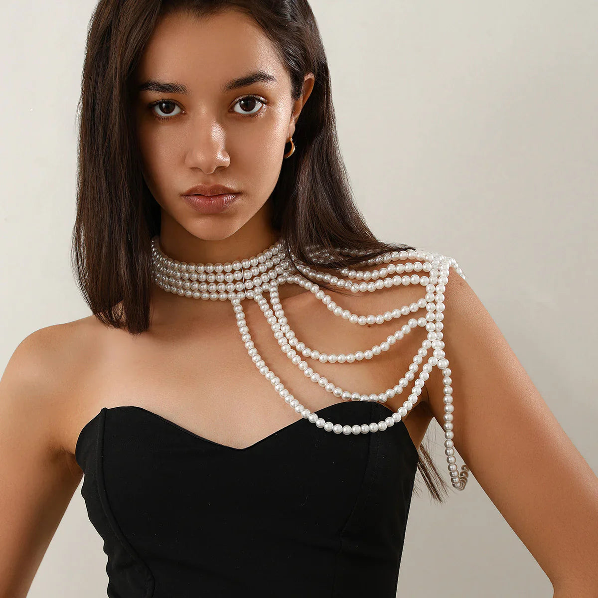 Elegant Multi-Layer Tassel Pearl Shoulder Chain