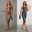 Falda Sheath de Cuero PU con Abertura y Tirantes Bandeau