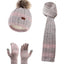 Ensemble de bonnet en tricot d'hiver, écharpe et gants à écran tactile en 3 pièces