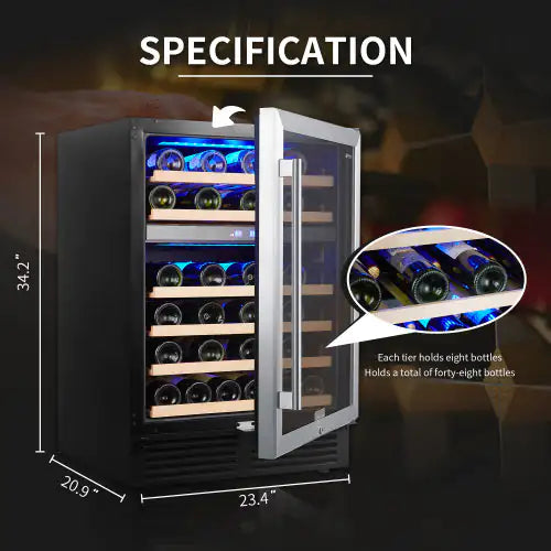 SOTOLA Refrigerador de Vino de Doble Zona de 24" - 46 Botellas