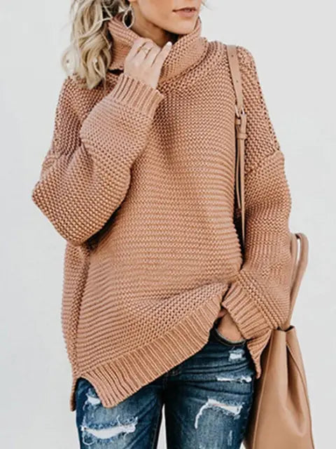 Pull en maille col roulé chaud pour femmes