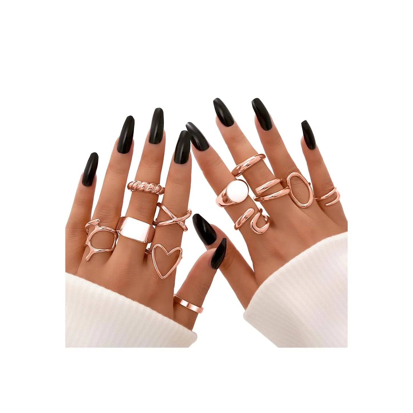 Ensemble de 12 bagues empilables en or FAXHION pour femmes