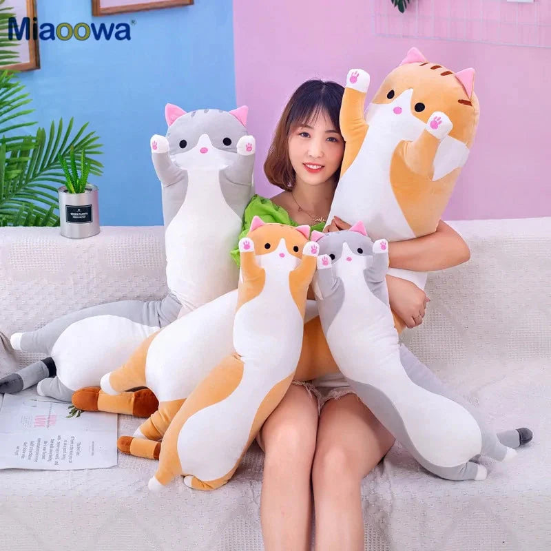 Juguetes de Peluche en Forma de Almohada de Gato Lindos - Compañeros Suaves y Acogedores