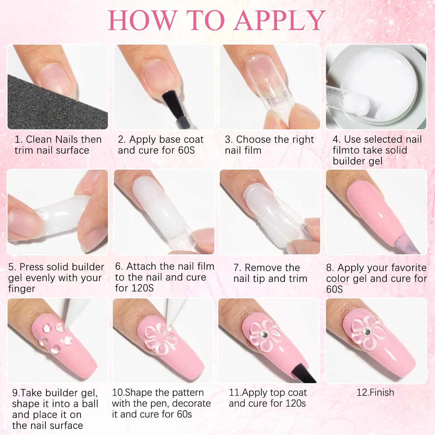 MIZHSE Solid Builder Gel - 4 Classic Colors for Nail Art