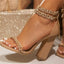 Tacones de Cadena de Cristal - Calzado Elegante y Sofisticado