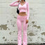 Ensemble de Haut Court à Capuche Tricoté Chic et Pantalons