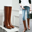 Bottes rétro à bout carré pour femmes avec fermeture éclair latérale