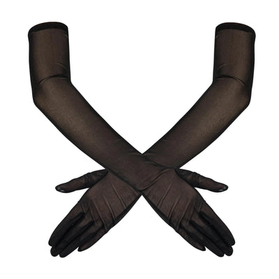 Elegant Black Lace Elbow Gloves for Bridal and Formal Occasions