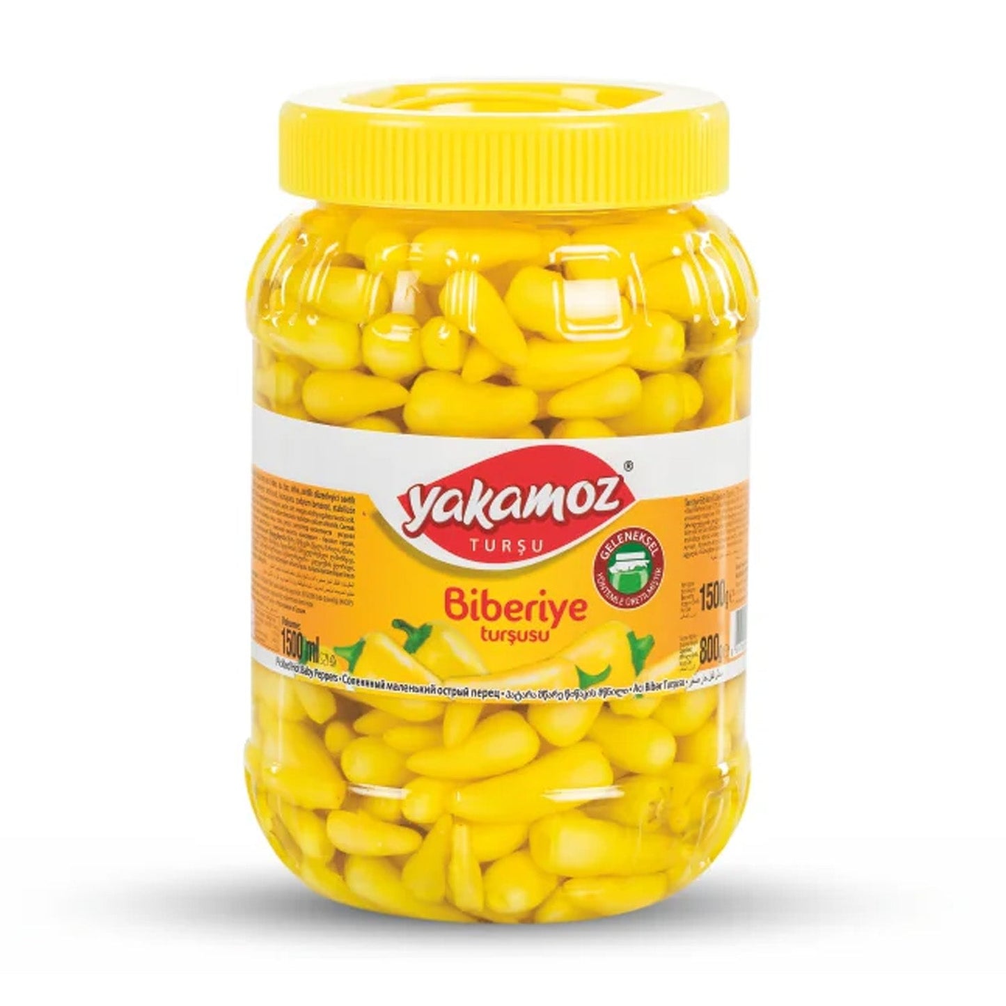 Yakamoz Hot Baby Pepper Pickle 1,500 g (52.9 oz) – Spicy Crunchy Peppers in Brine