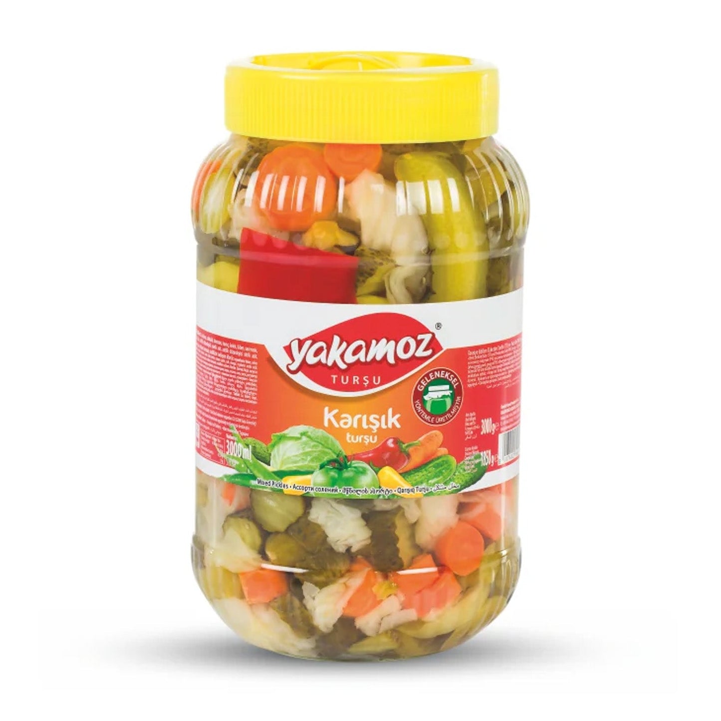 Yakamoz Mixed Pickles 3,000 g (105.8 oz) – Crunchy Assorted Vegetables in Brine