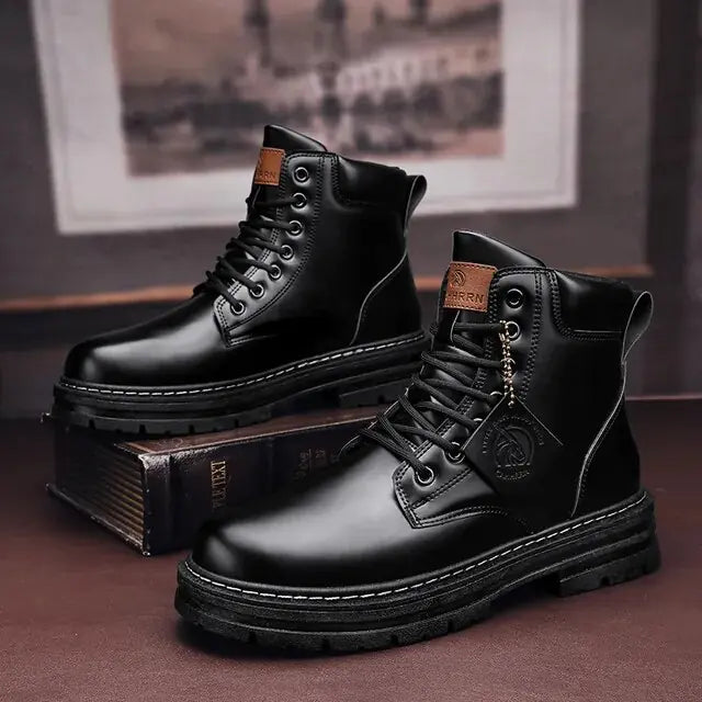 Bottes en cuir hautes premium pour hommes
