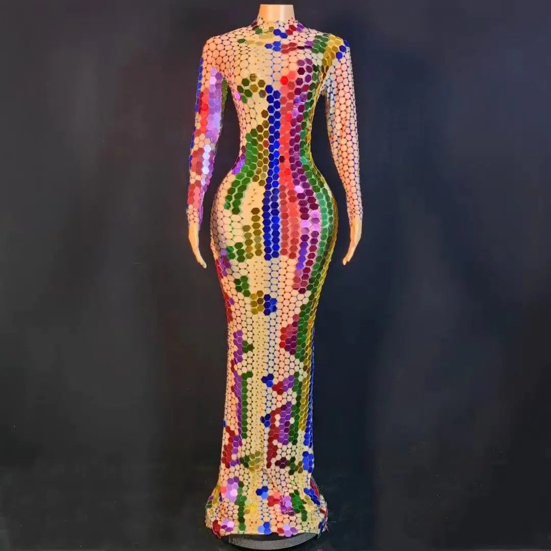 Robe longue en gaze à sequins pour femmes pour les occasions spéciales