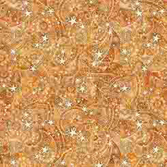 Yellow Amber Paisley & Stars Cotton Fabric - 44"/45" Per Yard