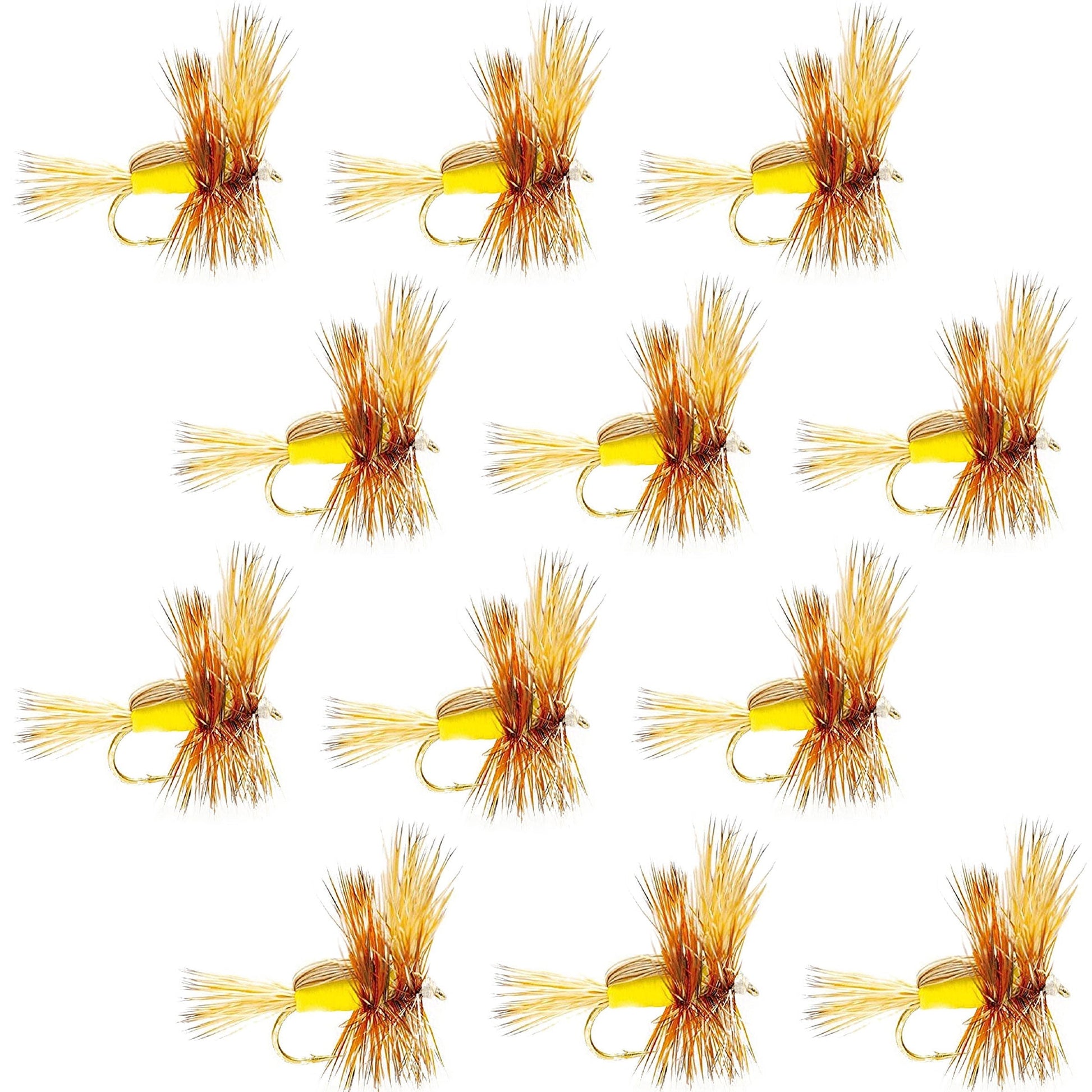 Classic Yellow Humpy Dry Fly - 12 Pack, Size 12 Hooks - Korvel