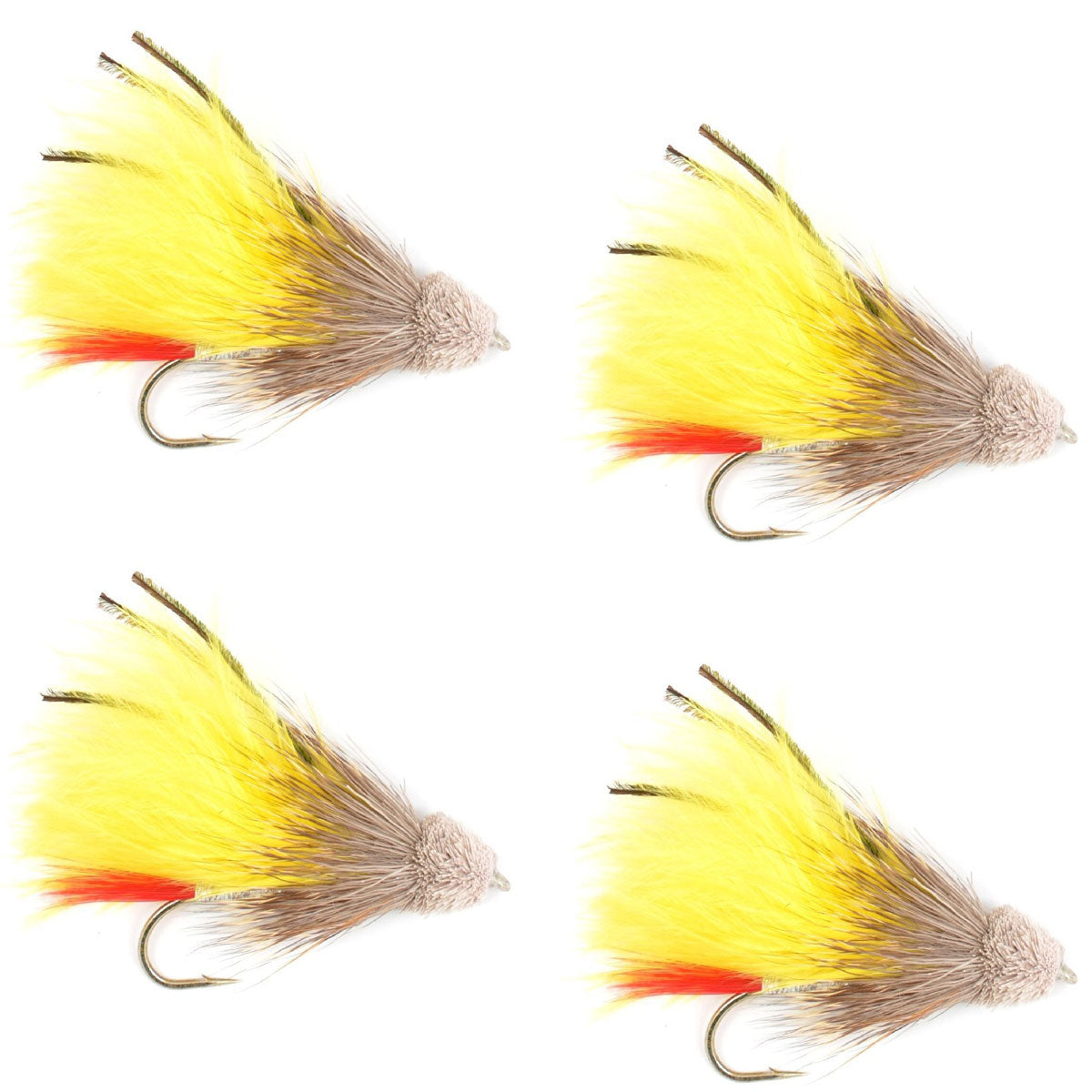 Vibrant Yellow Marabou Muddler Minnow Streamer Flies - Set of 4 Size 8 - Korvel