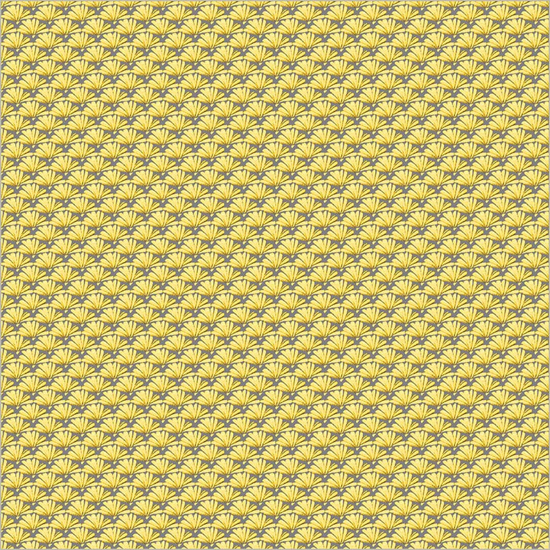 Tela de algodón amarilla Verona con abanico - 44"/45" por yarda