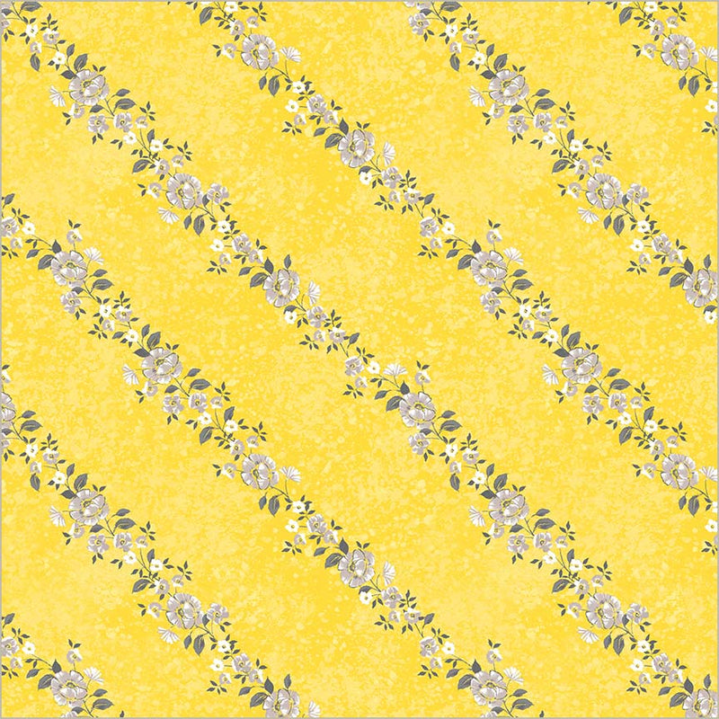 Yellow Verona Verita Vine Cotton Fabric - 44"/45" Per Yard