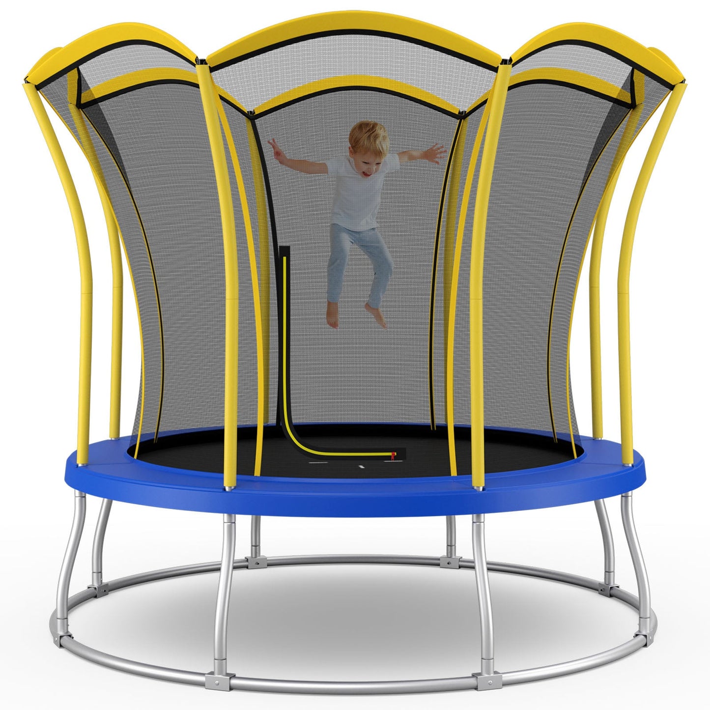 Trampolín Único en Forma de Flor de 10 Pies con Estructura de Acero Galvanizado - Amarillo
