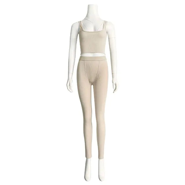 Conjunto de Top Corto y Leggings de Gimnasio Premium