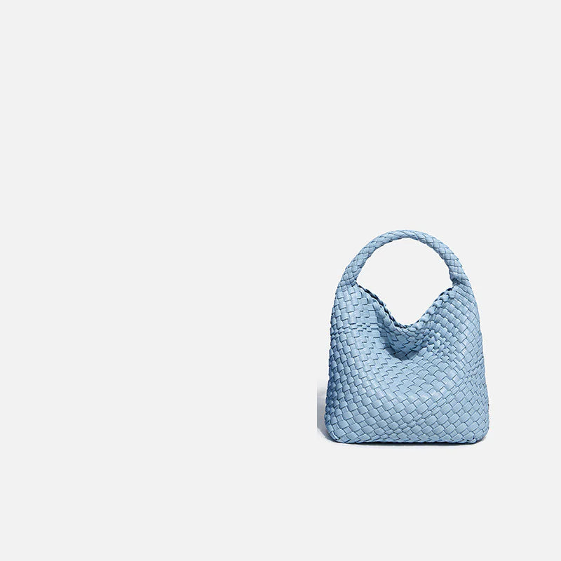 Bolso de Cubo de Cuero Suave Tejido a Mano para Mujeres