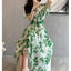 Robe midi à imprimé feuilles pour femmes en été