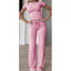 Ensemble T-Shirt & Pantalon 2 Pièces Uni Décontracté