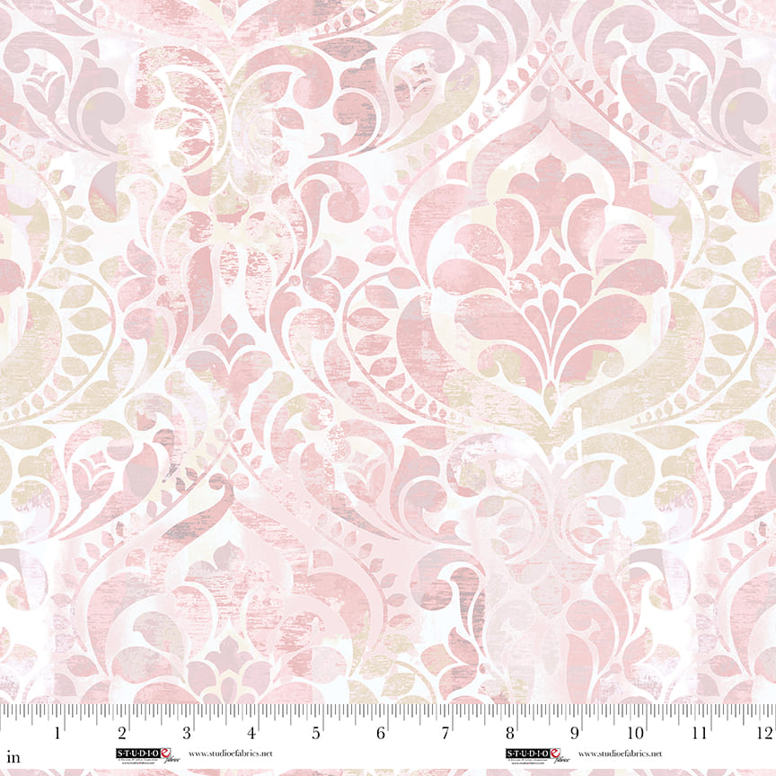 ¡Tú Damasco! Tela de algodón Blush Wideback por yarda