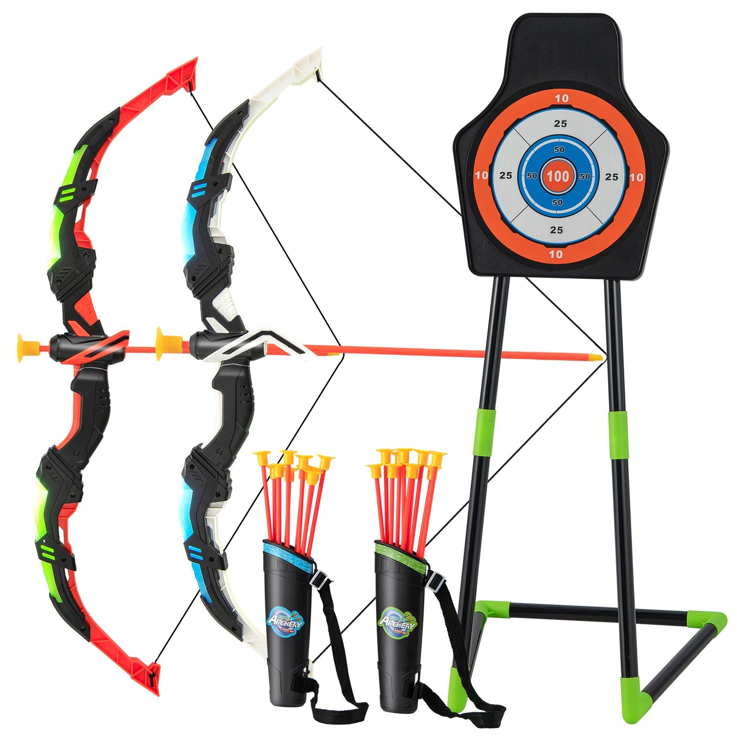Youth Archery Bow Set with LED Light and 20 Suction Cup Arrows