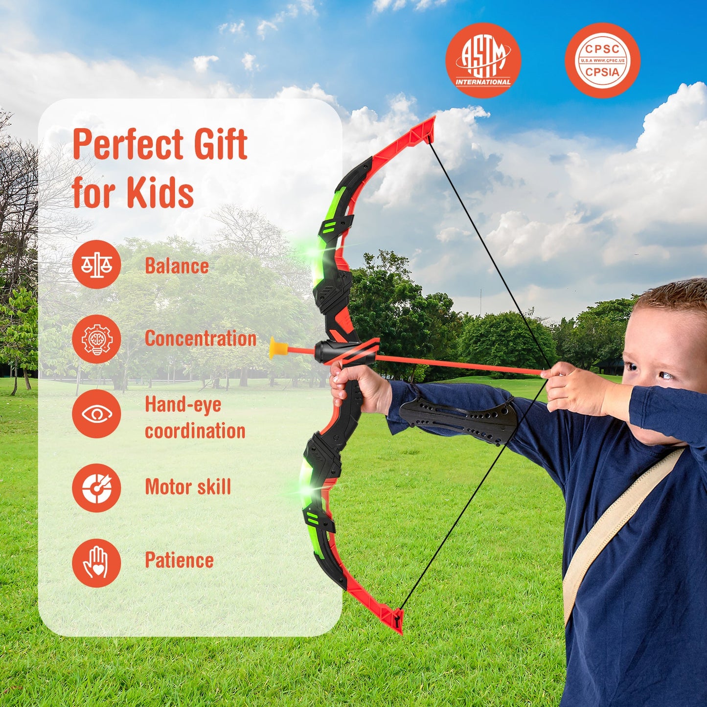 Youth Archery Bow Set with LED Light and 20 Suction Cup Arrows