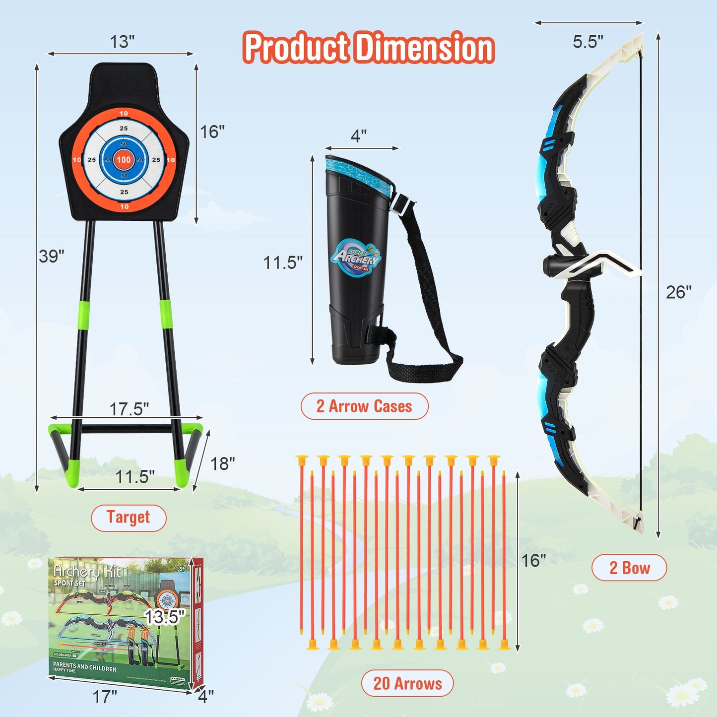 Youth Archery Bow Set with LED Light and 20 Suction Cup Arrows