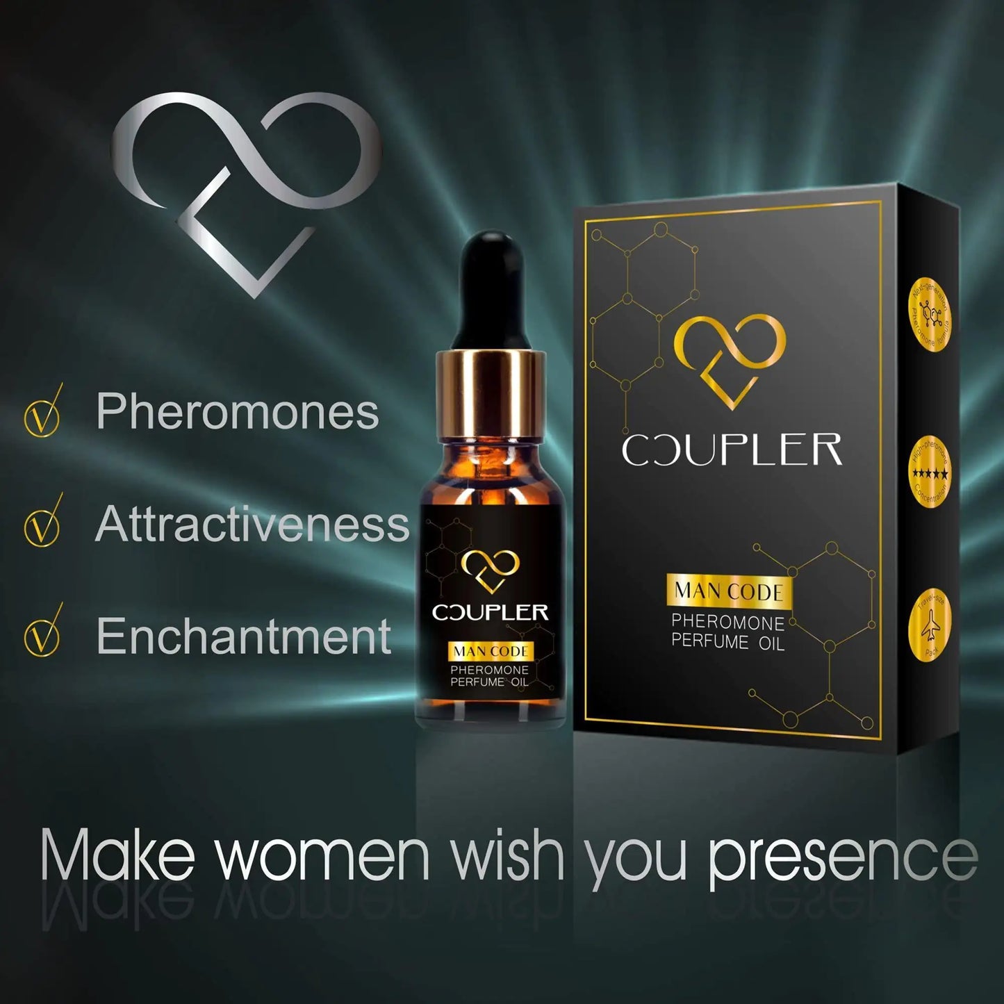 Eau de Cologne aux Pheromones pour Hommes - 10ml Huile Parfumée Premium