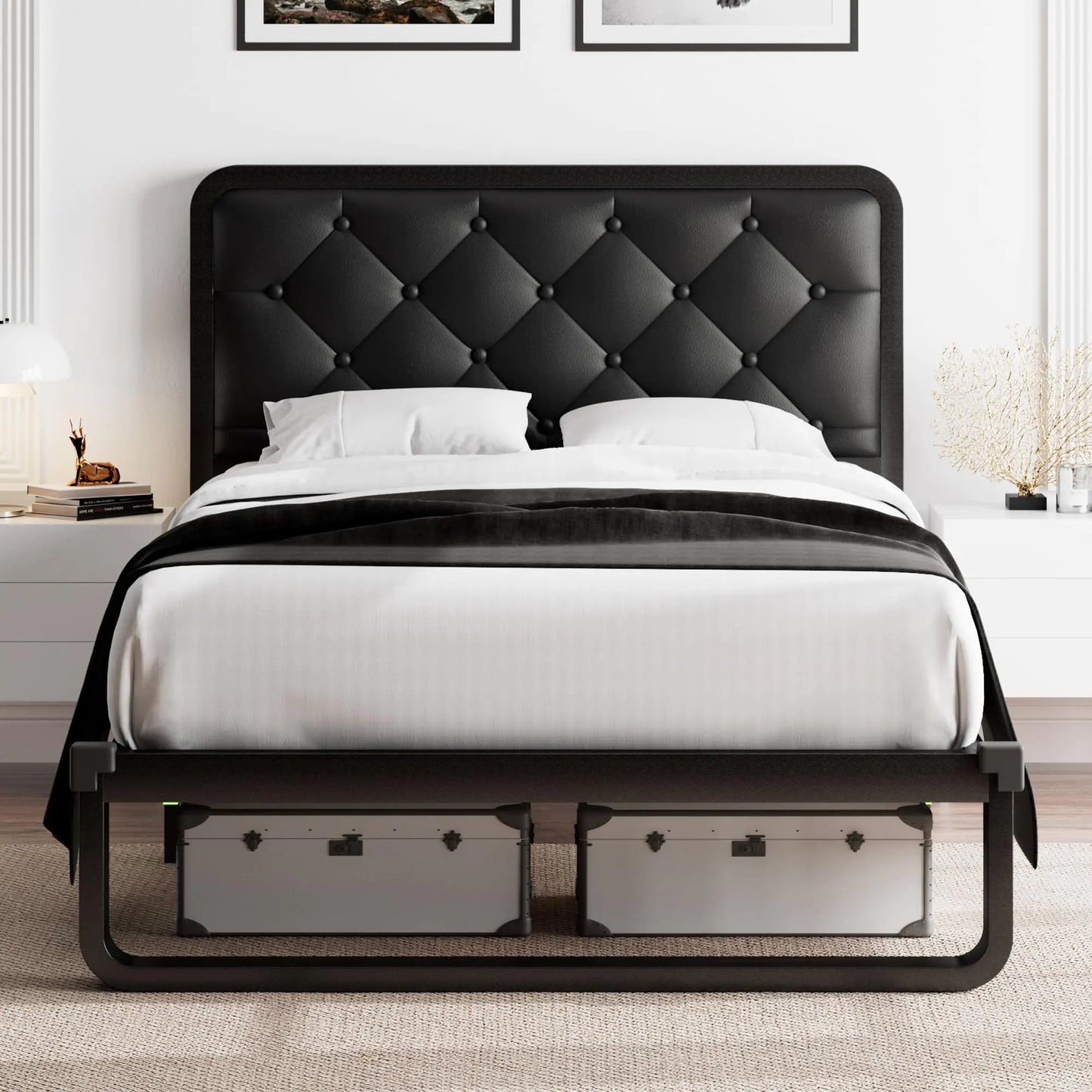 Feonase Twin Upholstered Platform Bed Frame with Storage