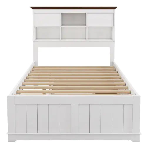 Solid Pine Captain Bookcase Bed with Trundle and Drawers
