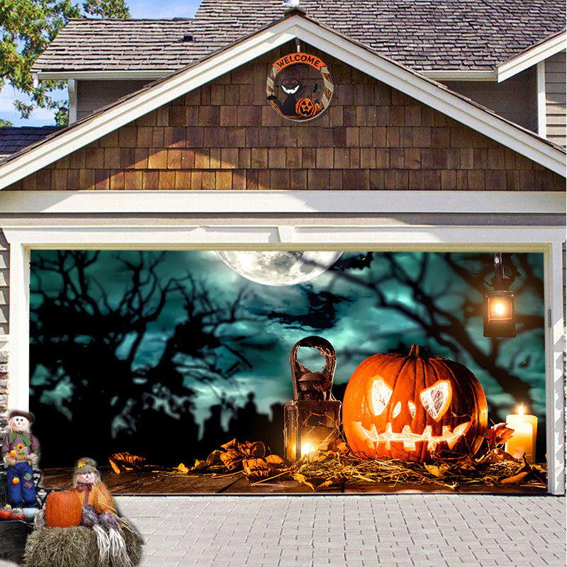 Banner de puerta de garaje Halloween Bosque Nebuloso
