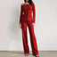 Ensemble Pantalon à Manches Longues en Couleur Unie pour Femmes