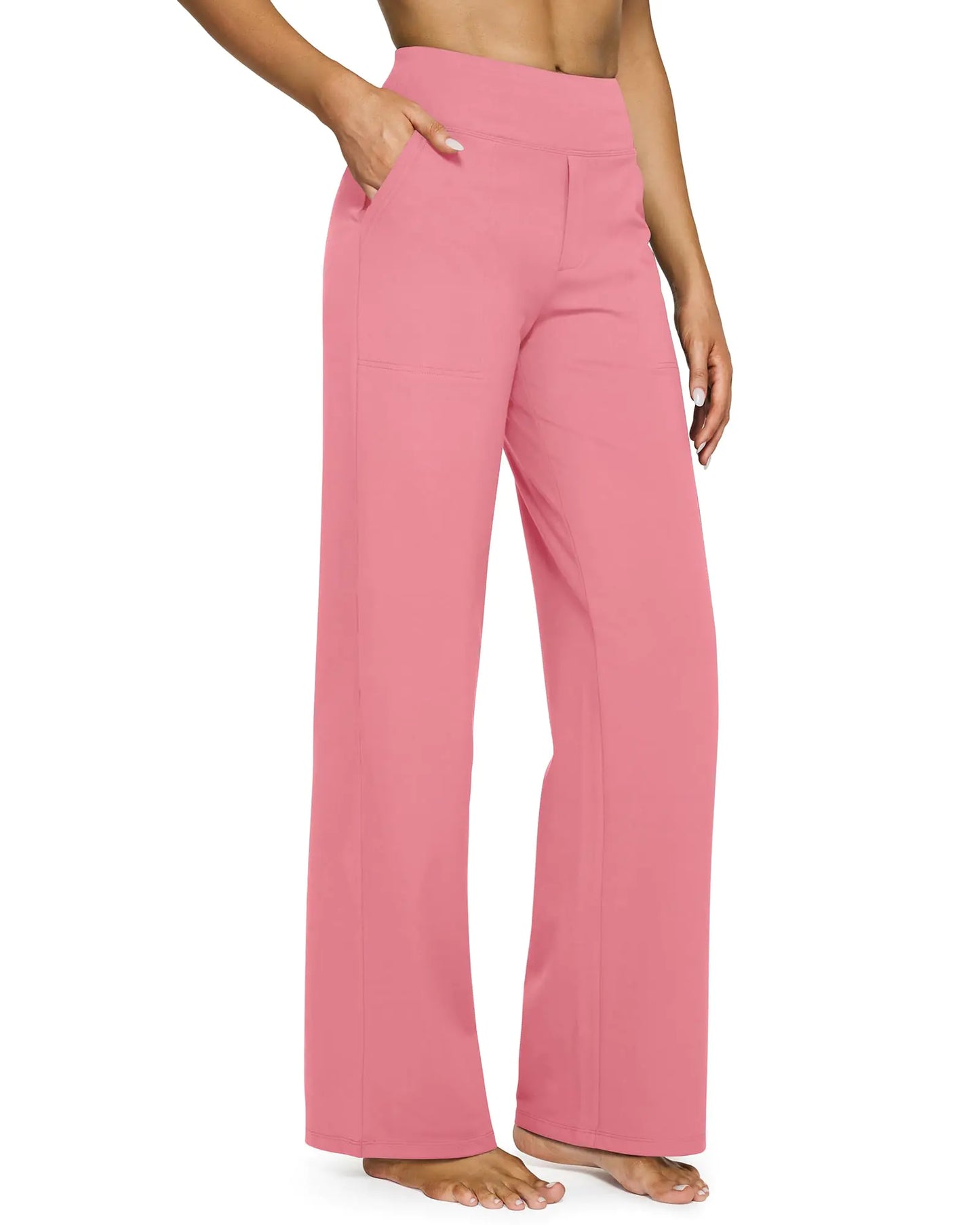 Pantalones de Yoga de Pierna Ancha para Mujer G4Free con Bolsillos - Cintura Alta y Elástico