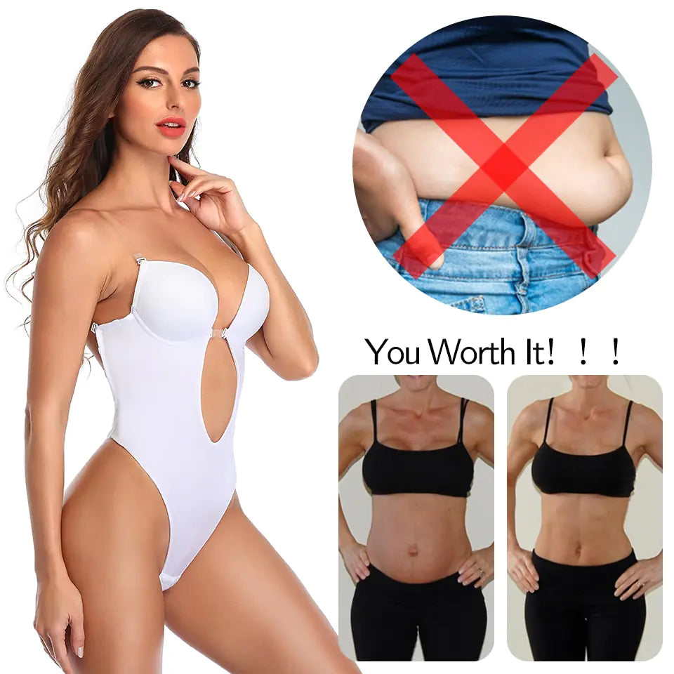 Deep V-Neck Shapewear Bodysuit for Women